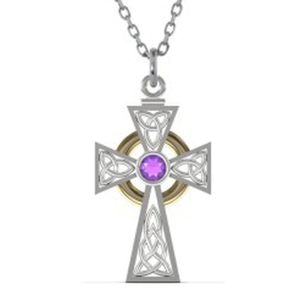 Keltisches Kreuz Silber mit Achat oder Amethyst
