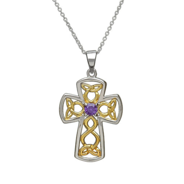 Keltisches Kreuz Trinity Knot aus Silber 925 vergoldet Zirkon