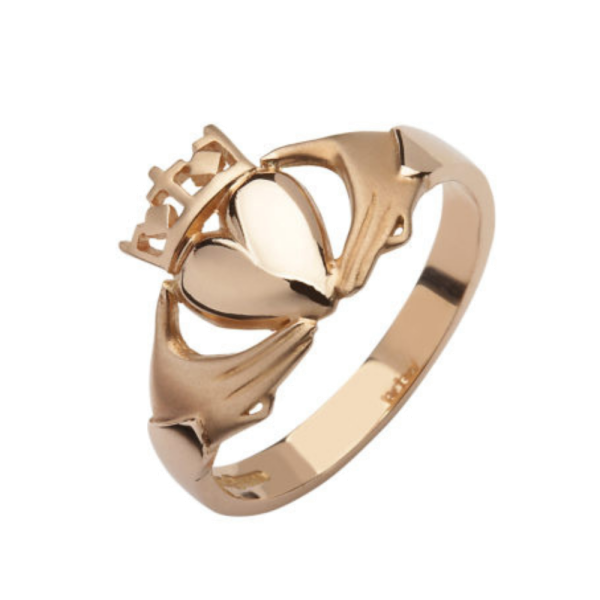 Keltischer Claddagh Ring für Damen aus 10 Karat Rosegold