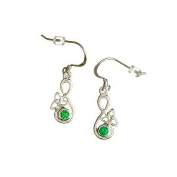 Keltische Ohrringe Silber 925 Trinity Knot mit grünem Zirkon