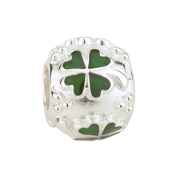 Celtic Bead vierblättriges Kleeblatt Silber emalliert