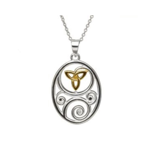 Ovaler keltischer Anhänger Silber 925 mit Trinity Knot