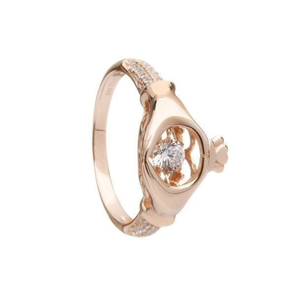 Irischer Ring aus der Damhsa Kollektion Trinity knot  Claddagh Ring Silber mit Rosegold vergoldet