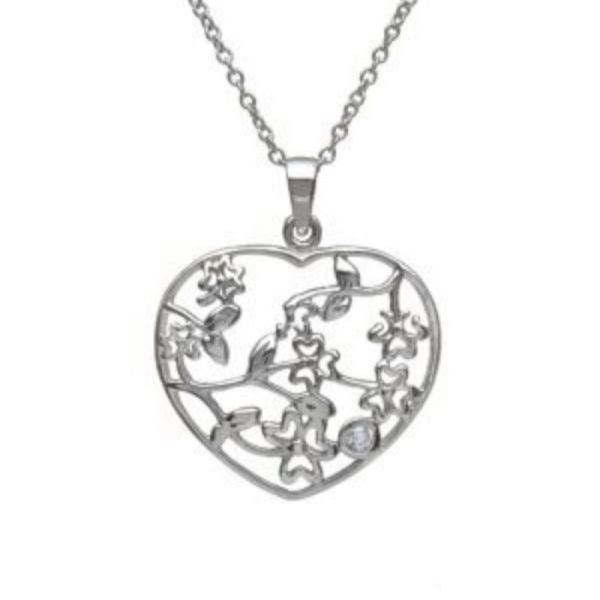 Keltischer Anhänger Herz mit Kleeblatt Silber 925