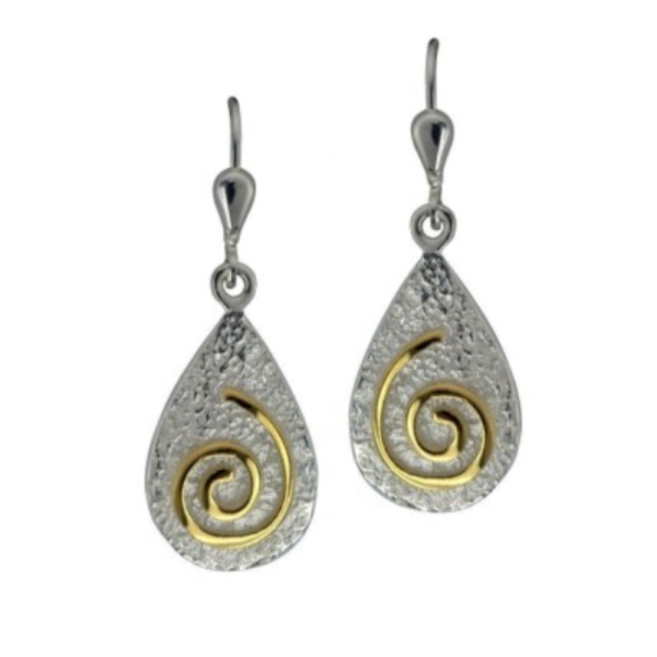 Keltische Ohrringe Newgrange Silber 925 mit Gold
