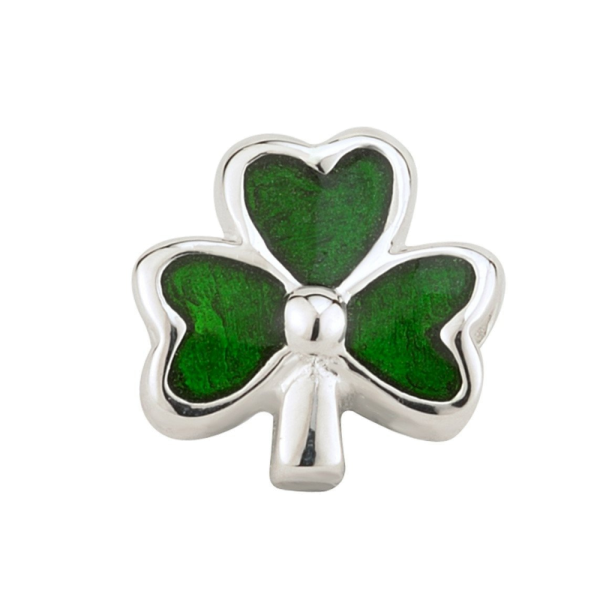 Celtic Bead grünes Kleeblatt Silber emalliert