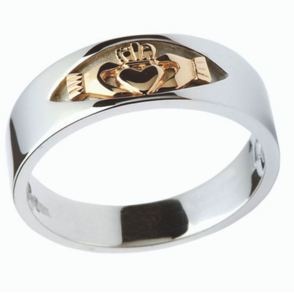 Claddagh Ring Silber vergoldet mit 10 ct Gold